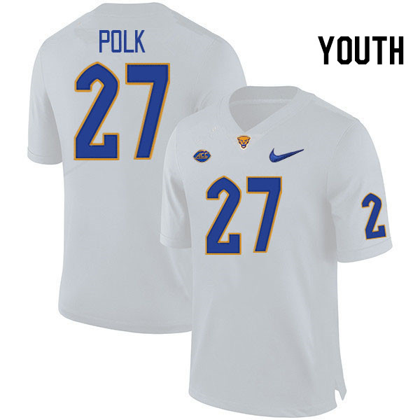 Youth #27 Israel Polk Pitt Panthers College Football Jerseys Stitched Sale-White